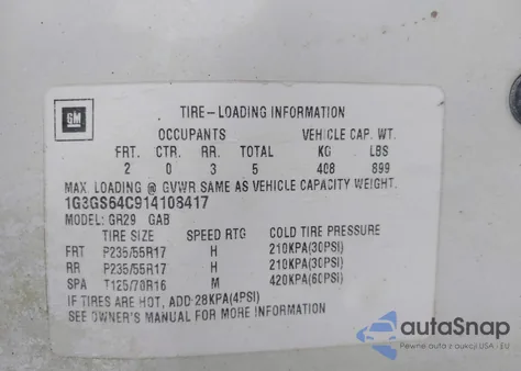 2001 Oldsmobile Aurora 4.0 z USA, uszkodzony, nr VIN 1G3GS64C914108417